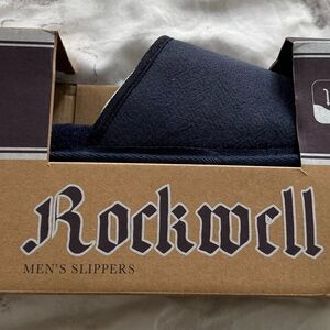 NWT Rockwell Men's Navy blue memory foam insole Slippers, size L 11-12 comfy